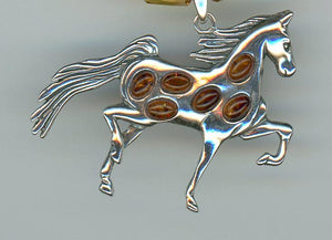 Amber Sterling Horse Necklace - UniqueCherie