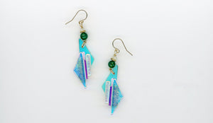 Fused Glass and Stone Earrings - UniqueCherie