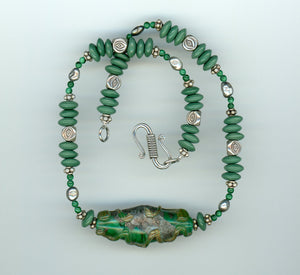 Malachite Lampwork Glass Necklace - UniqueCherie