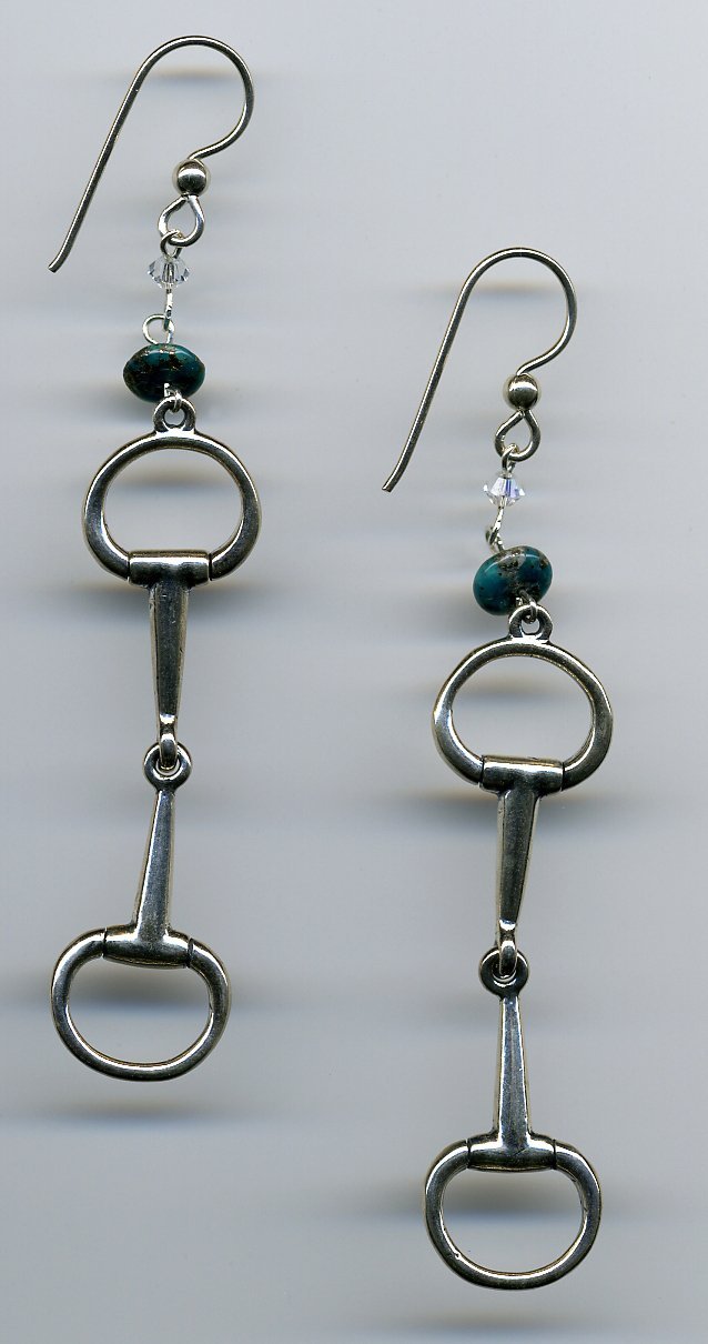 Sterling and Turquoise Snaffle Earrings - UniqueCherie