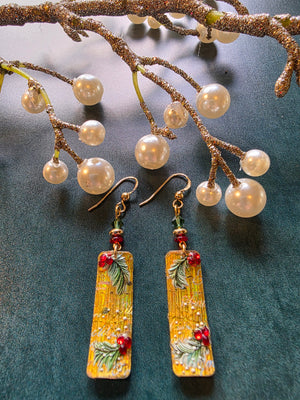Evergreen and Gold Earrings