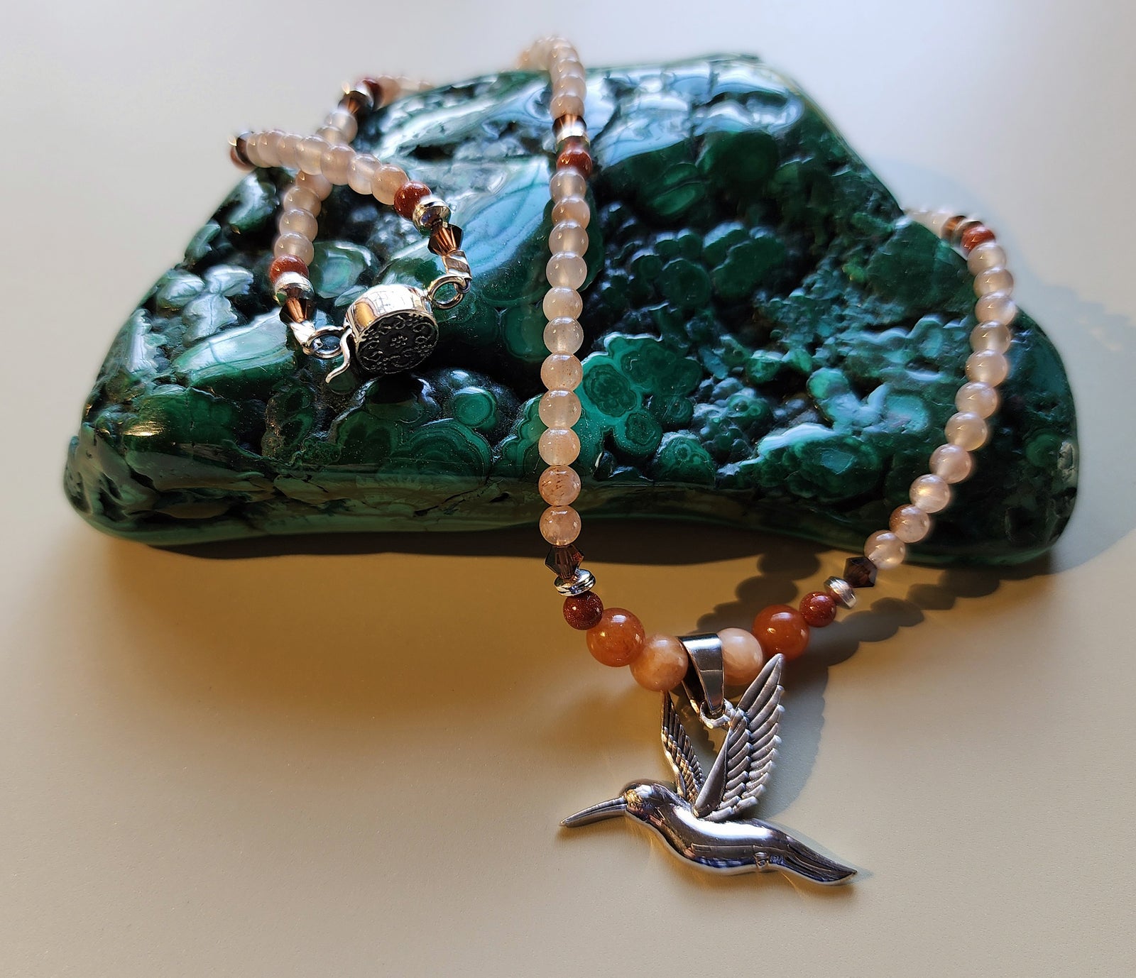Moonstone Hummingbird Necklace