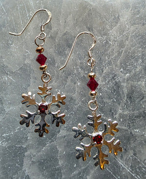 Snowflake and Crystal Earrings