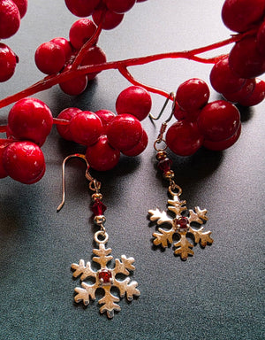 Snowflake and Crystal Earrings