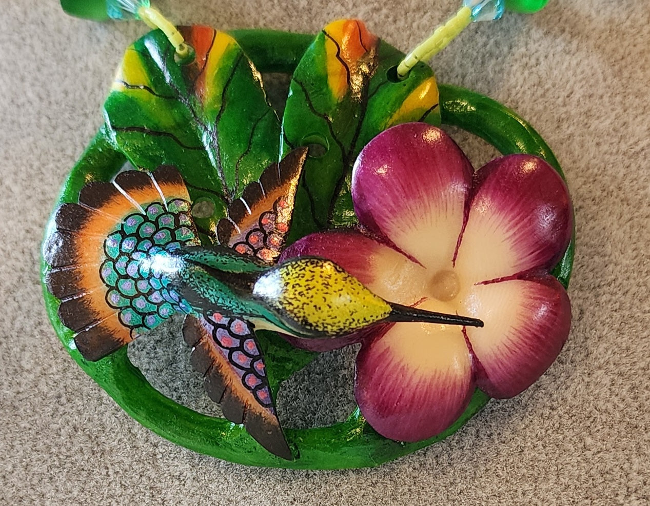 Tagua Nut Hummingbird Necklace