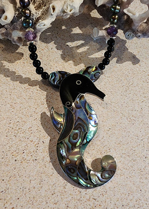 Abalone Seahorse Necklace - UniqueCherie