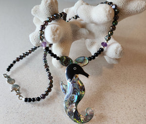 Abalone Seahorse Necklace - UniqueCherie