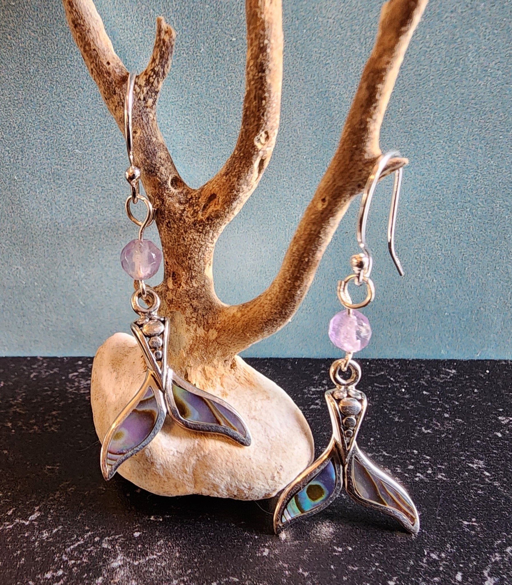 Abalone Whale Tail Earrings - UniqueCherie