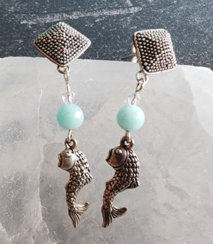 Amazonite Fish Earrings - UniqueCherie