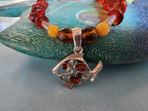 Amber Fish Necklace - UniqueCherie