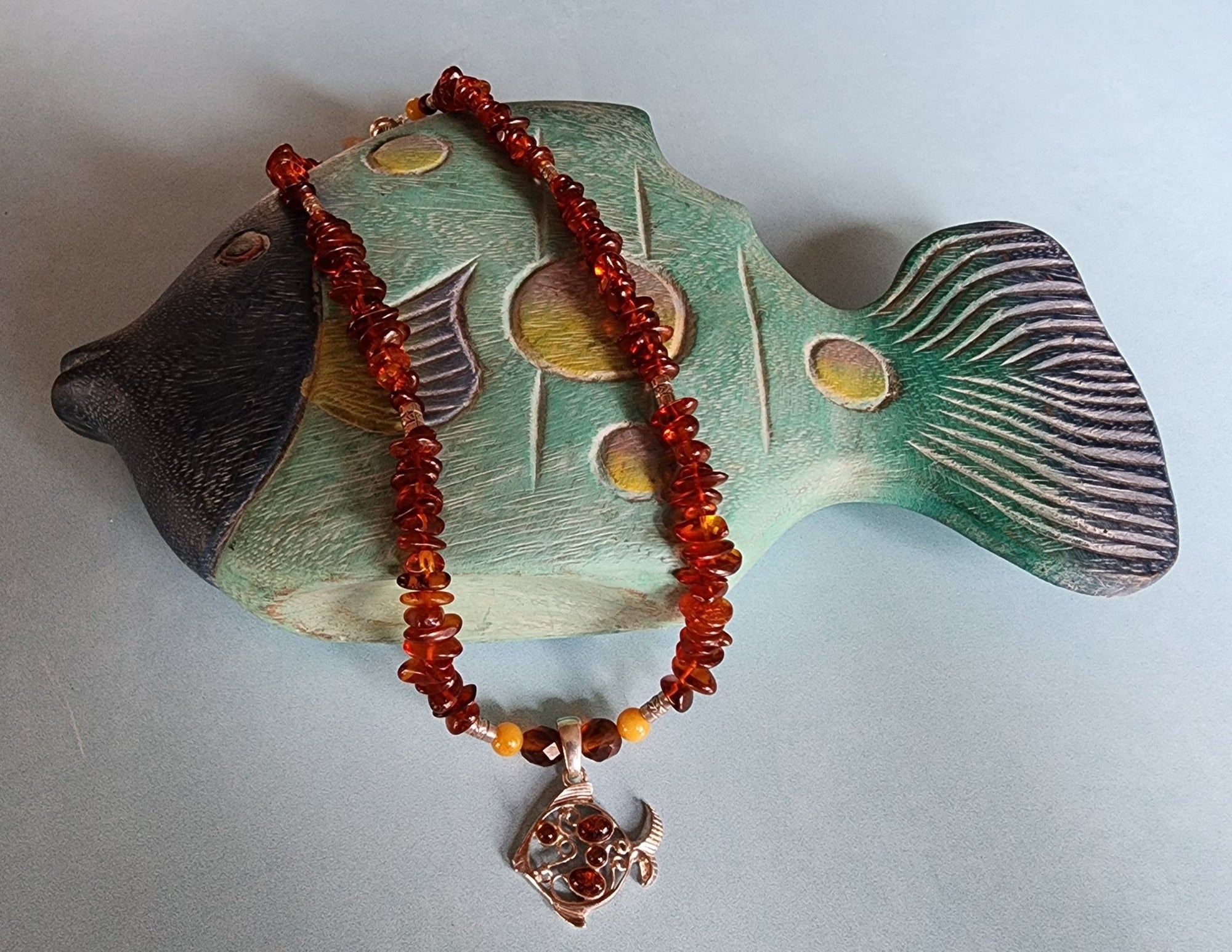 Amber Fish Necklace - UniqueCherie