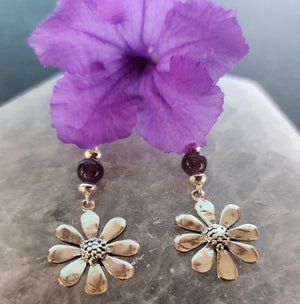 Amethyst Flower Earrings - UniqueCherie