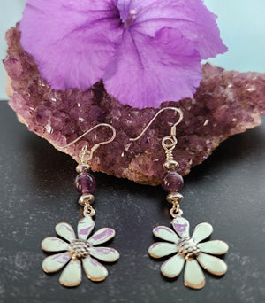 Amethyst Flower Earrings - UniqueCherie