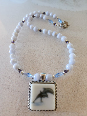 Blue Lace Agate Dolphin Necklace - UniqueCherie