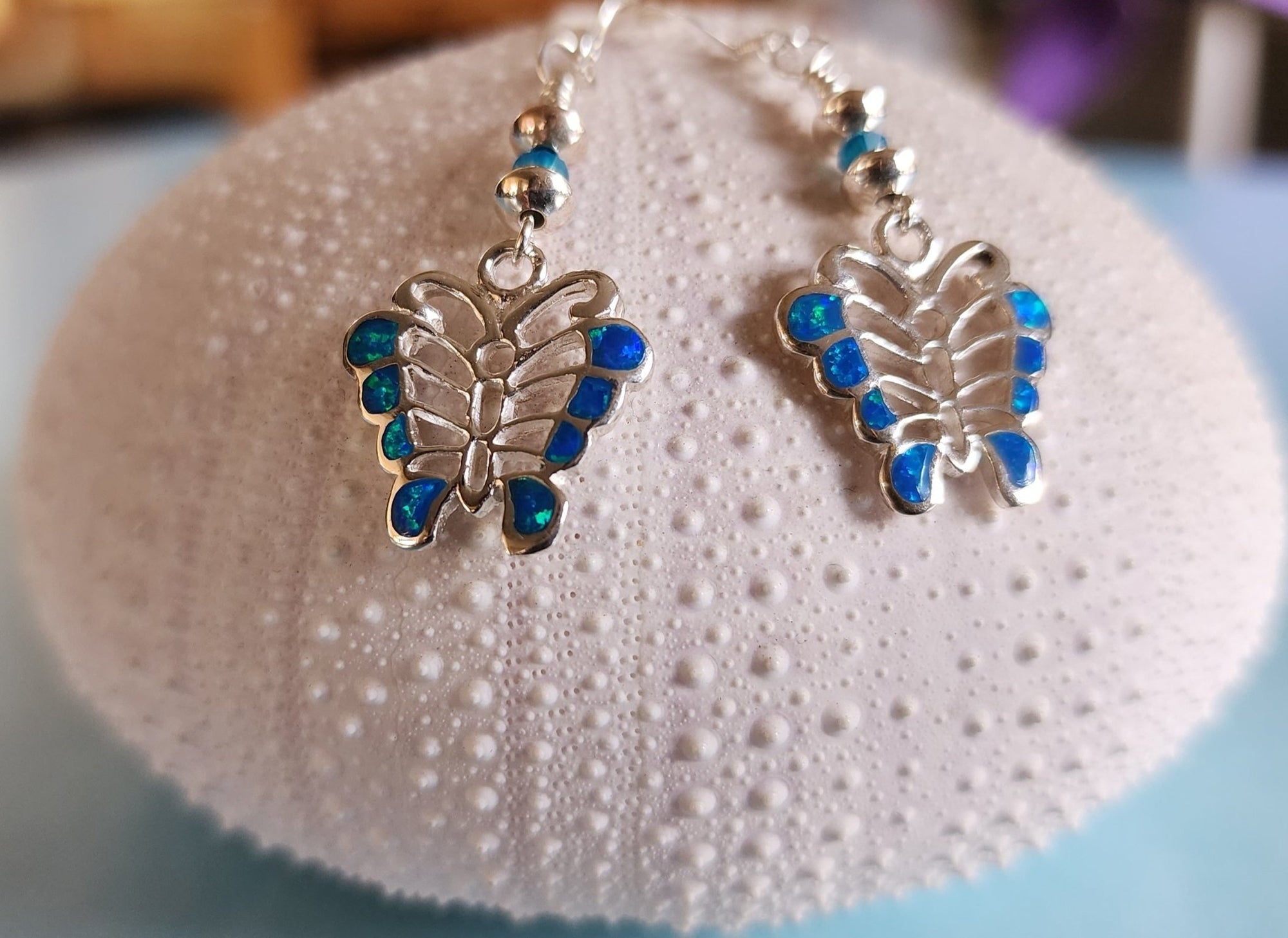 Crystal and Opal Butterfly Earrings - UniqueCherie