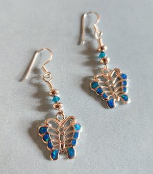 Crystal and Opal Butterfly Earrings - UniqueCherie