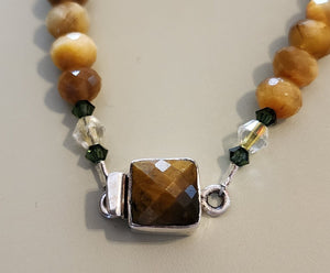 Golden Tiger's Eye Flower and Bee Necklace - UniqueCherie