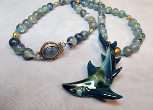 Kyanite Shark Necklace - UniqueCherie