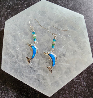 Opal Dolphin Earrings - UniqueCherie