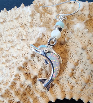 Opal Dolphin Earrings - UniqueCherie