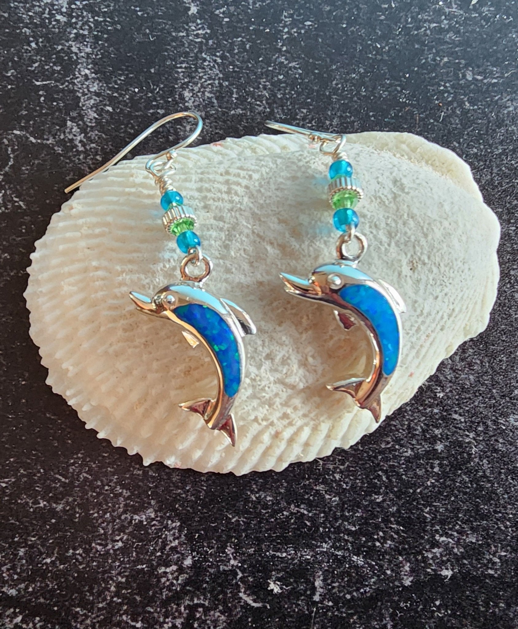 Opal Dolphin Earrings - UniqueCherie