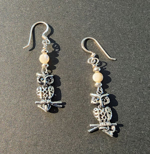 Owl and Mother of Pearl Earrings - UniqueCherie