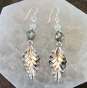 Quartz Silver Leaf Earrings - UniqueCherie