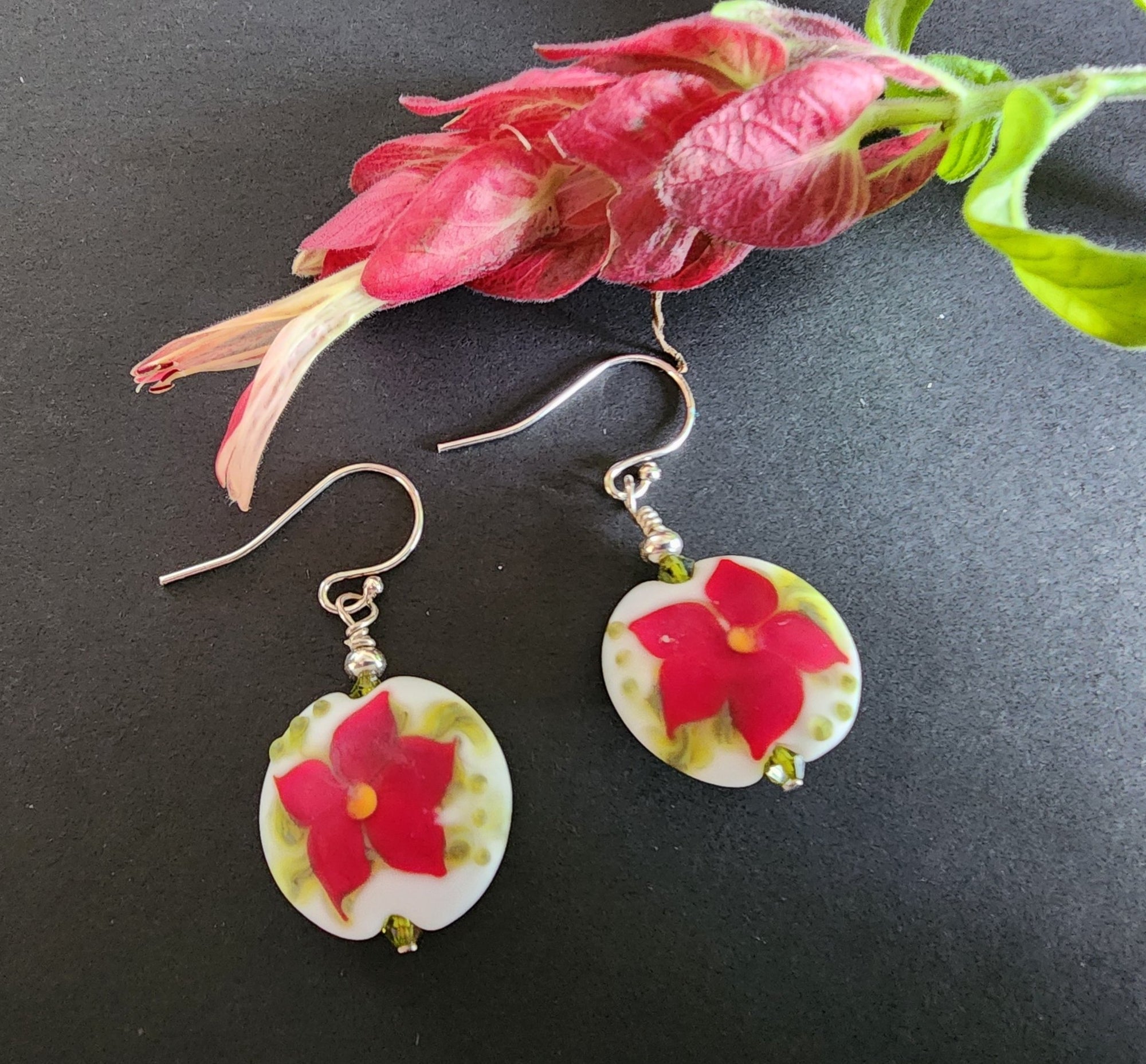 Red Flower Earrings - UniqueCherie