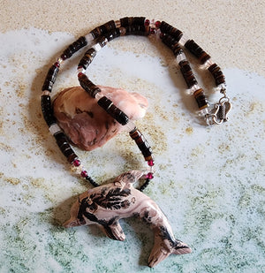 Rhodonite Dolphin Necklace - UniqueCherie