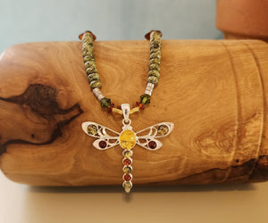 Serpentine Dragonfly Necklace - UniqueCherie