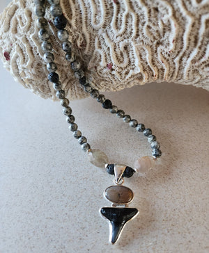 Shark's Tooth and Jasper Necklace - UniqueCherie