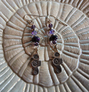 Sugilite Seahorse Earrings - UniqueCherie