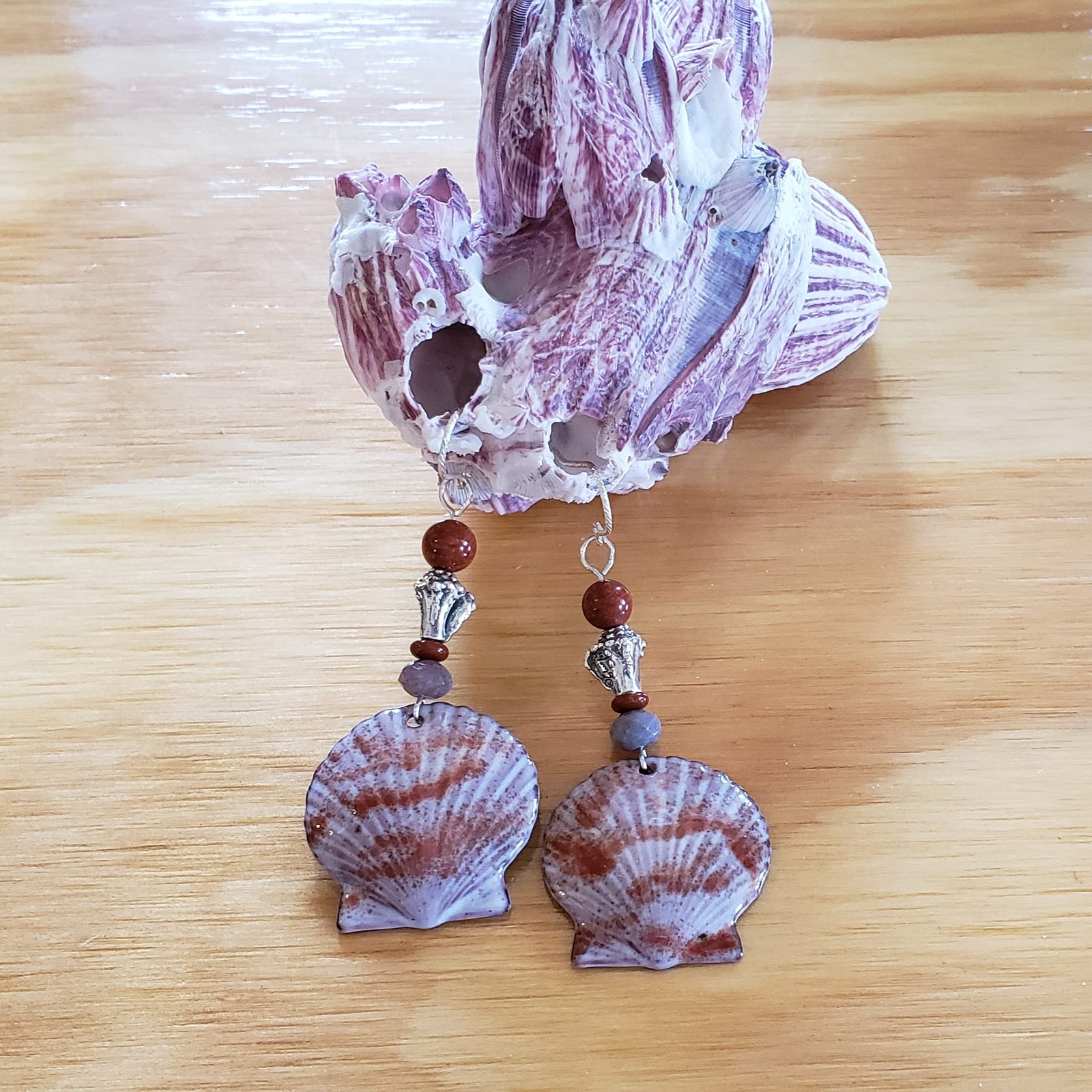 Jasper and Shell Earrings