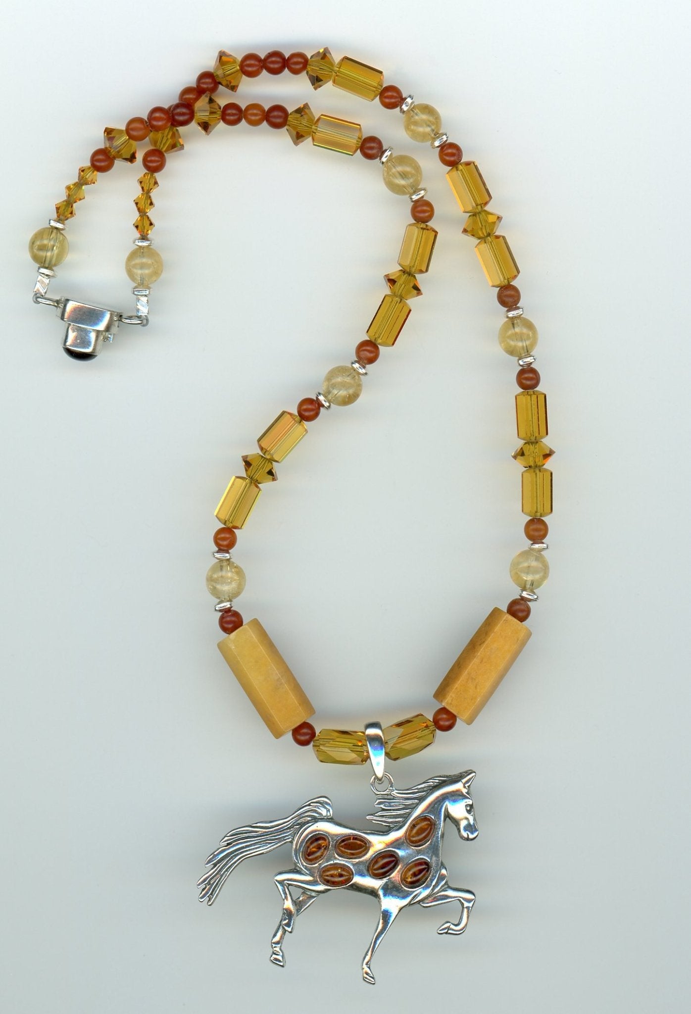Amber Sterling Horse Necklace - UniqueCherie
