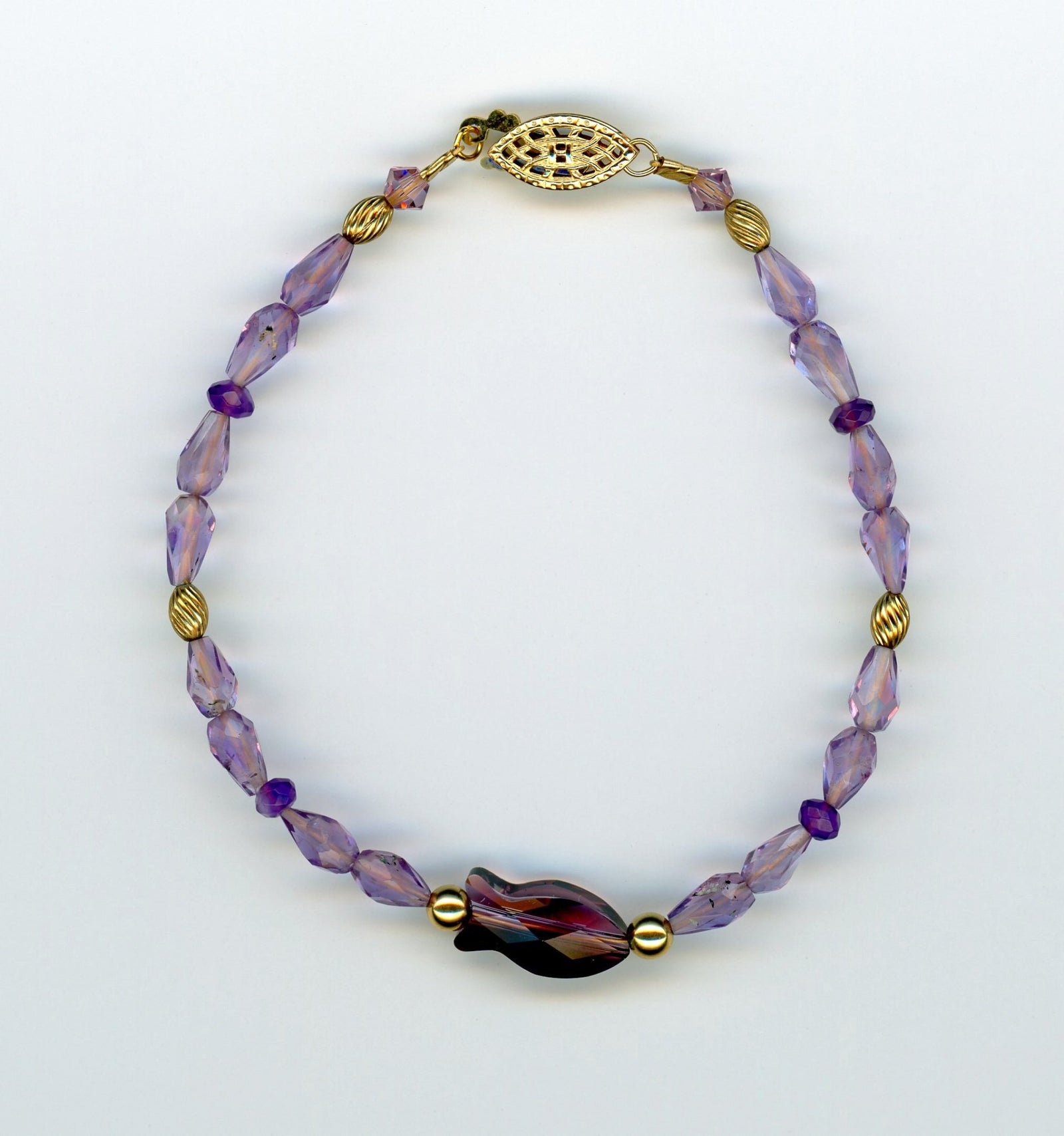 Amethyst Crystal Fish Bracelet - UniqueCherie