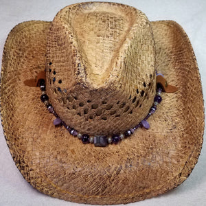 Amethyst Necklace Hat Band on Western Hat - UniqueCherie