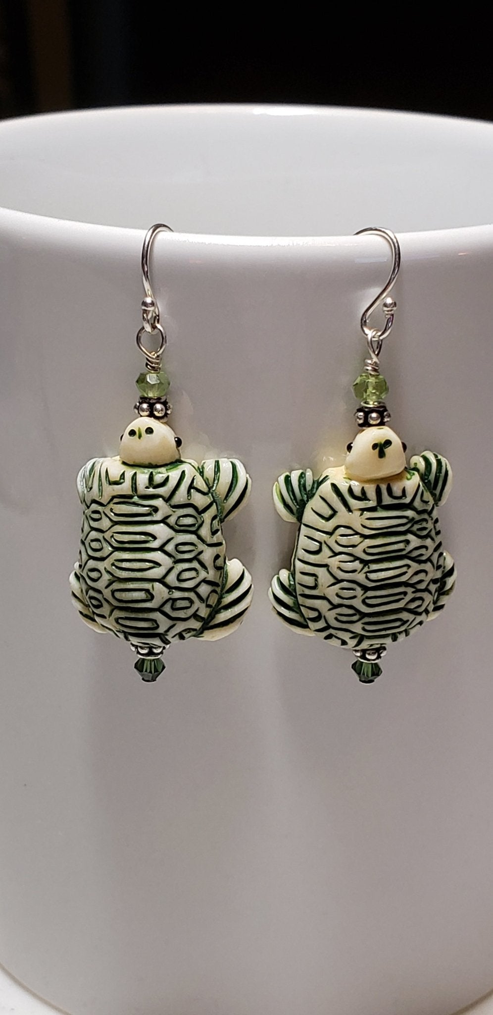 Carved Bone Sea Turtle Earrings - UniqueCherie