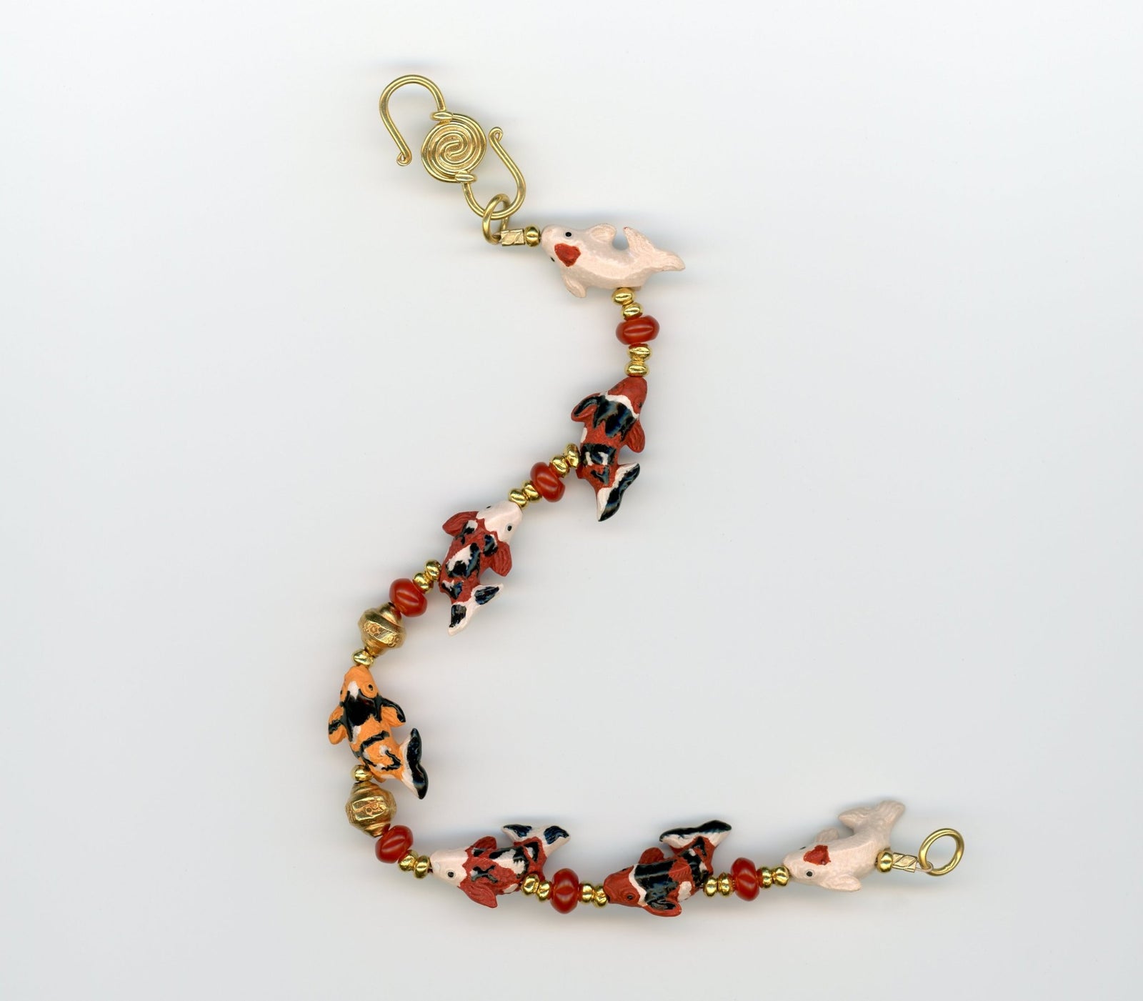 Ceramic Koi and Gold Vermeil Bracelet - UniqueCherie