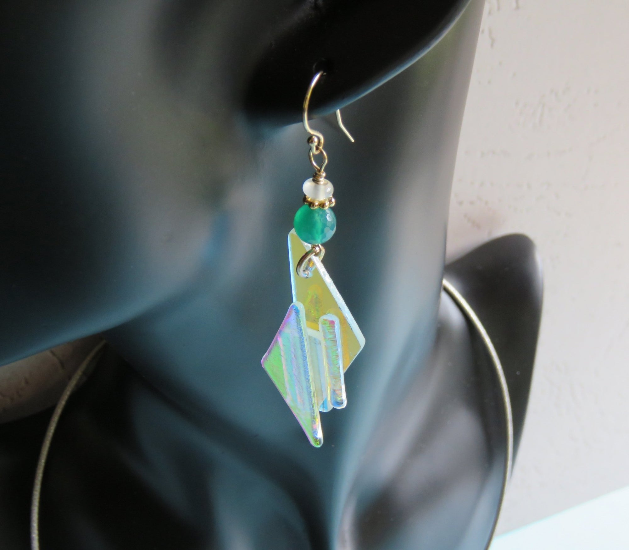 Fused Glass and Stone Earrings - UniqueCherie