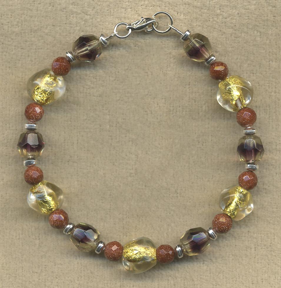 Glass and Goldstone Bracelet - UniqueCherie