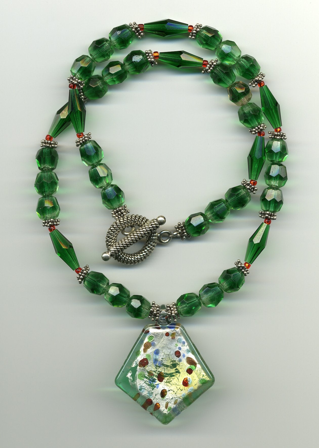 Green Glass Necklace - UniqueCherie