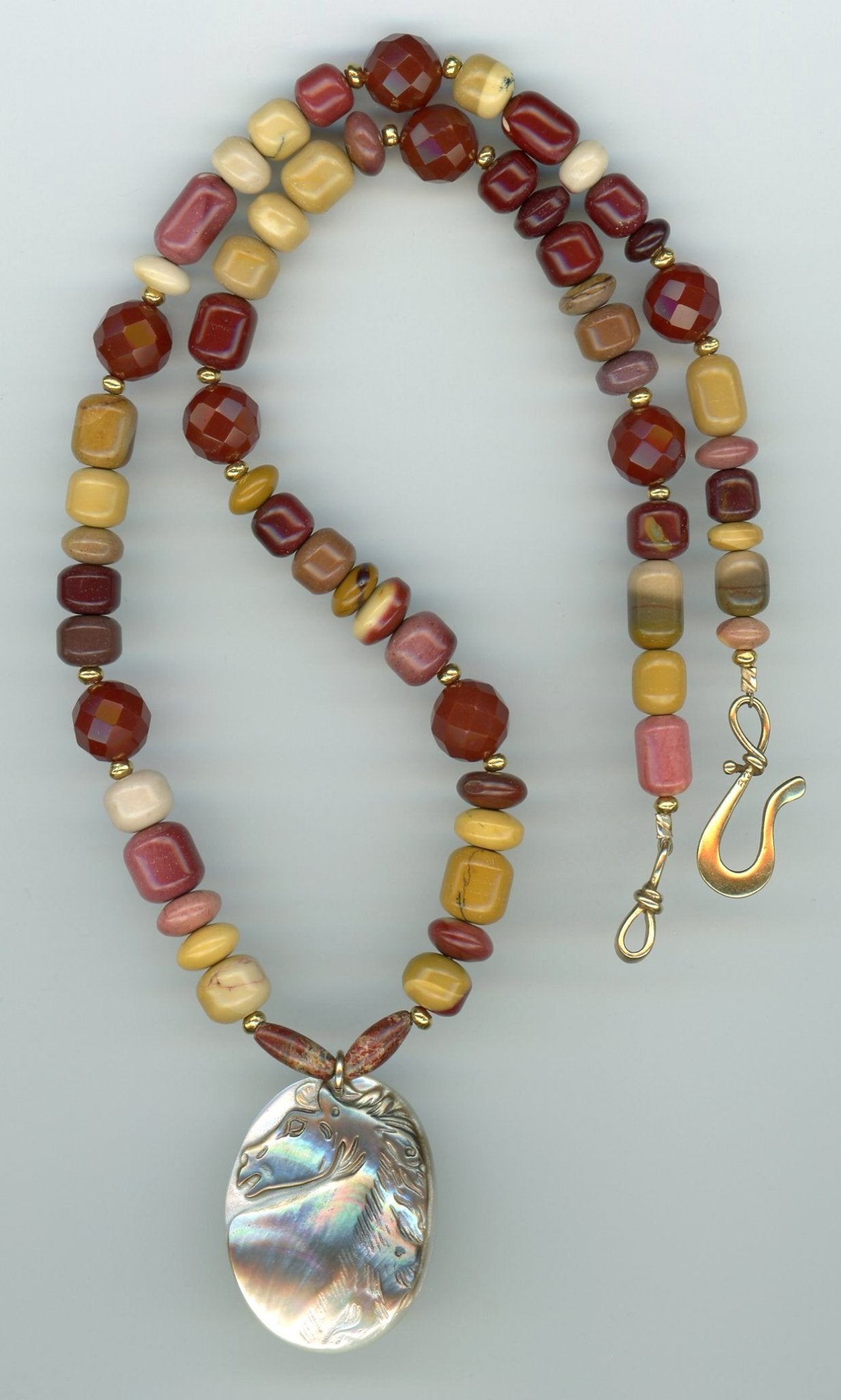 Horse Cameo Mung Jasper Necklace - UniqueCherie