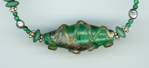 Malachite Lampwork Glass Necklace - UniqueCherie