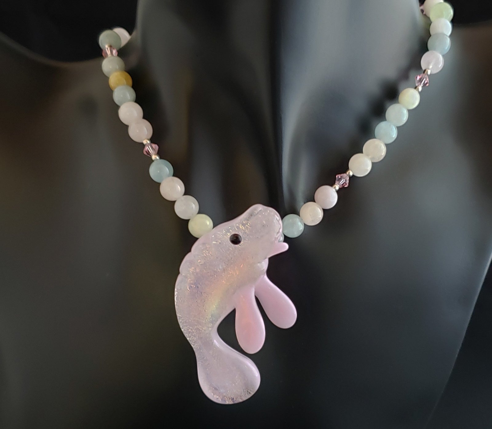 Morganite (Beryl) Manatee Necklace - UniqueCherie
