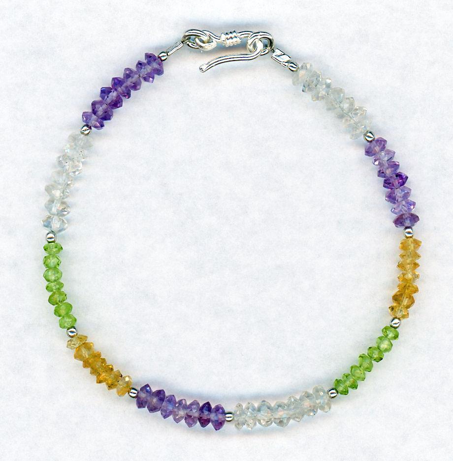Multi-Colored, Faceted Gemstone Bracelet - UniqueCherie