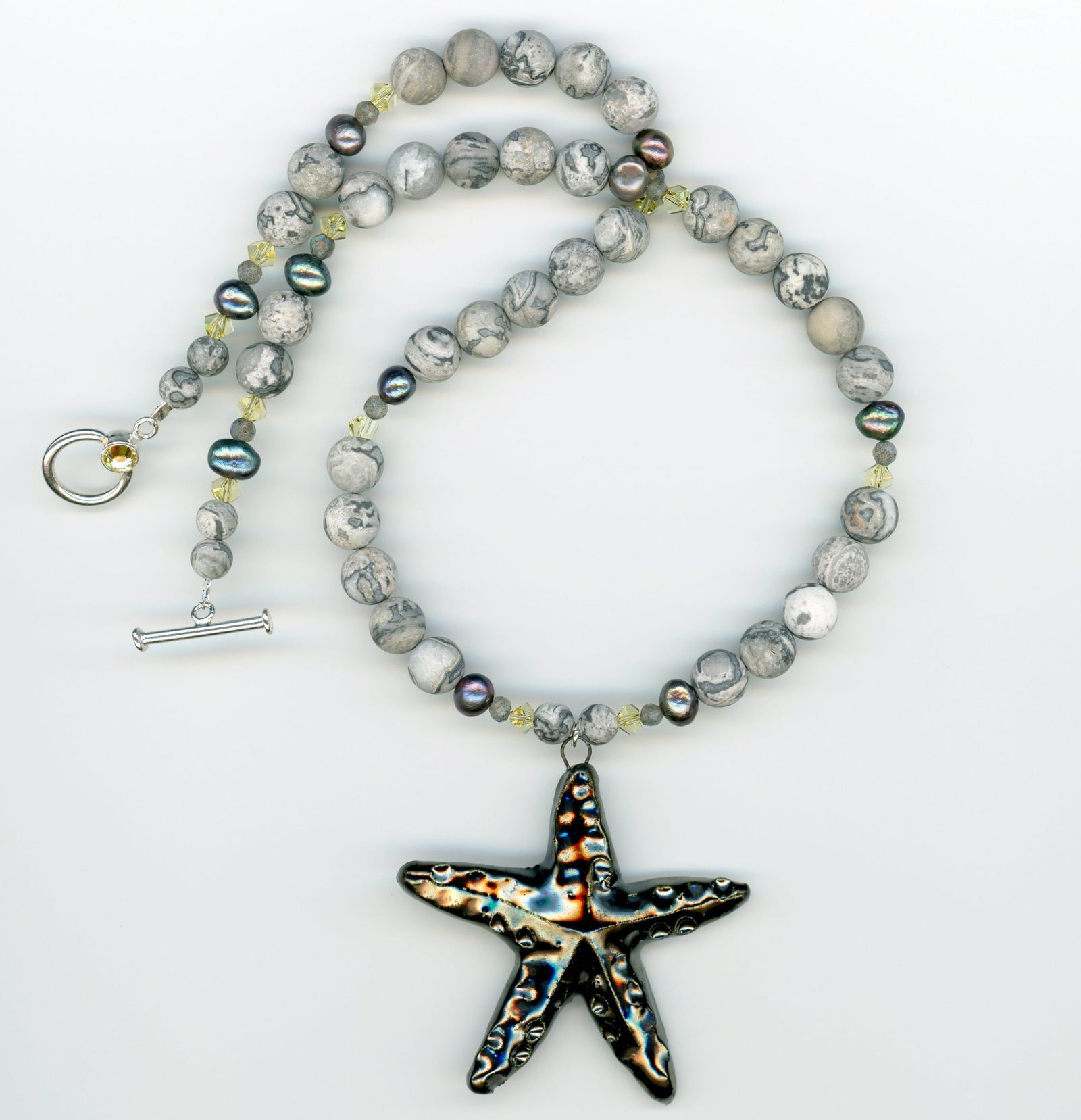Picture Jasper Starfish Necklace - UniqueCherie