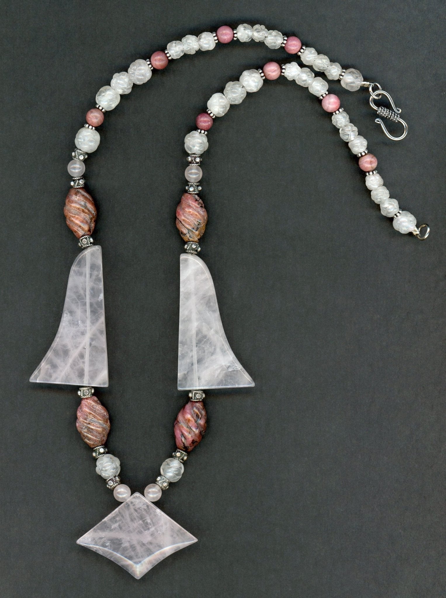 Rose Quartz and Rhodonite Necklace - UniqueCherie
