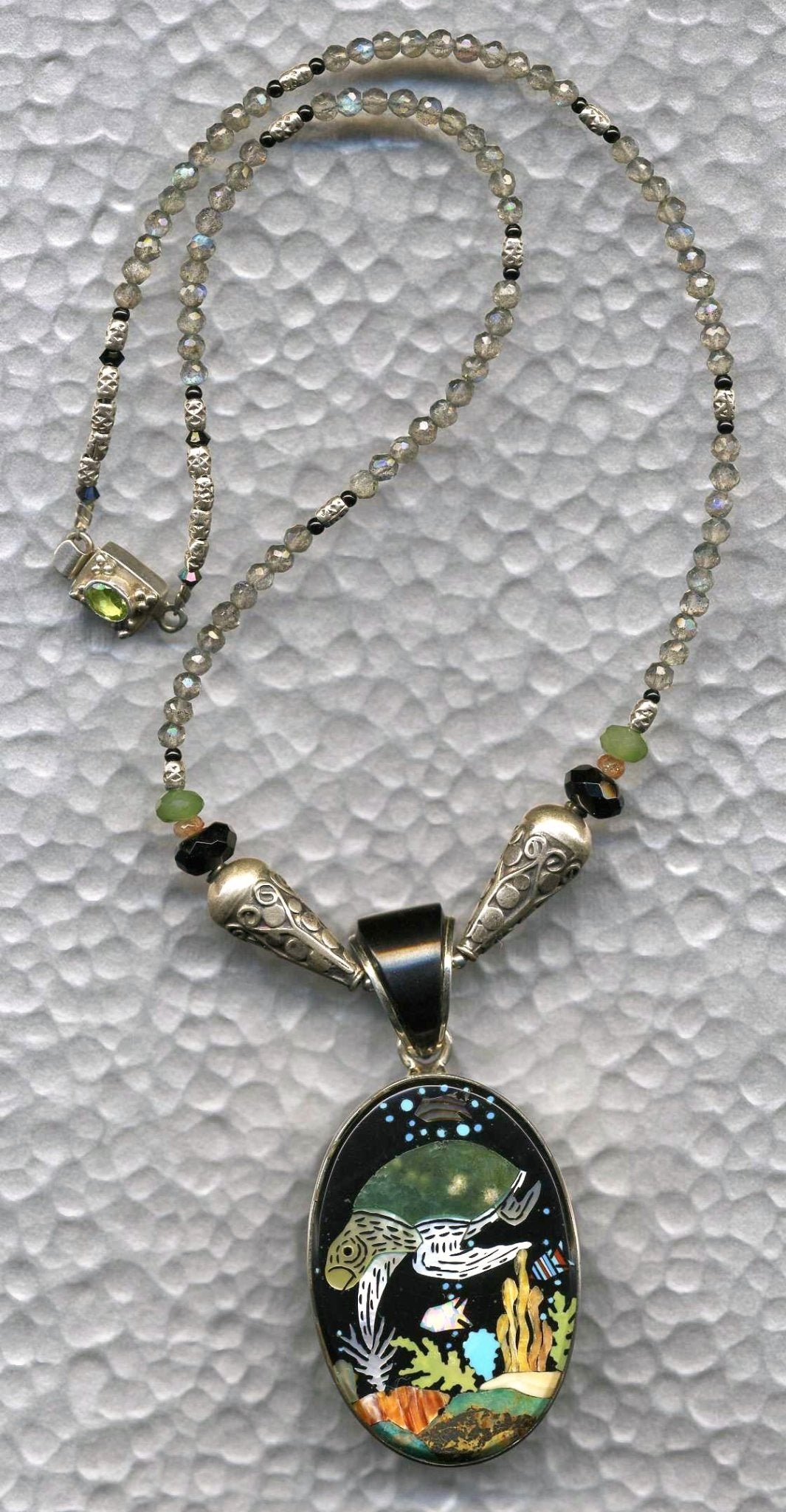 Sea Turtle Over Coral Reef Necklace - UniqueCherie