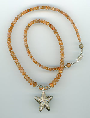 Sunstone Sea Star Necklace - UniqueCherie
