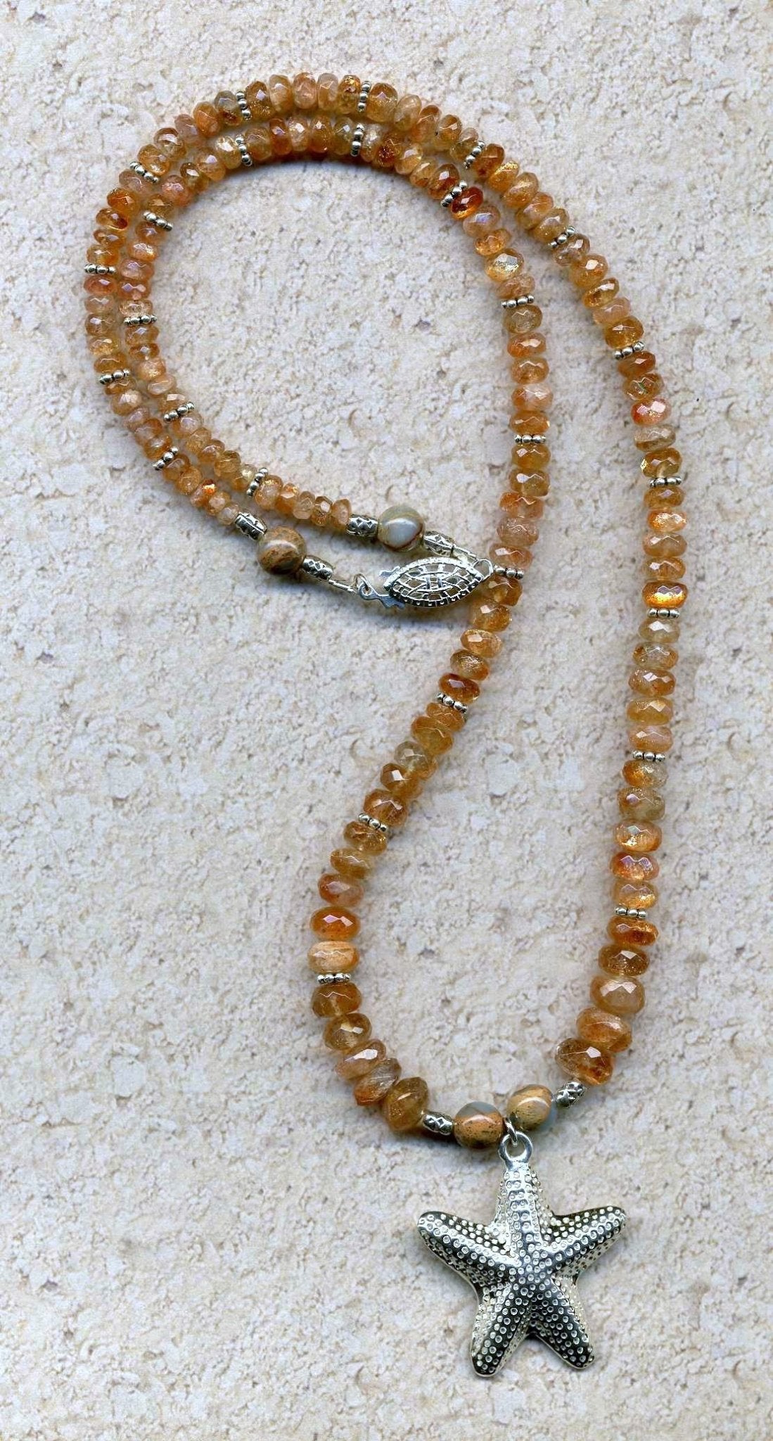 Sunstone Sea Star Necklace - UniqueCherie